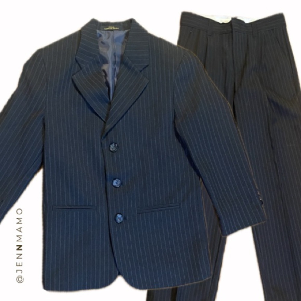 Boys Charcoal Grey Pinstripe Suit Size 8